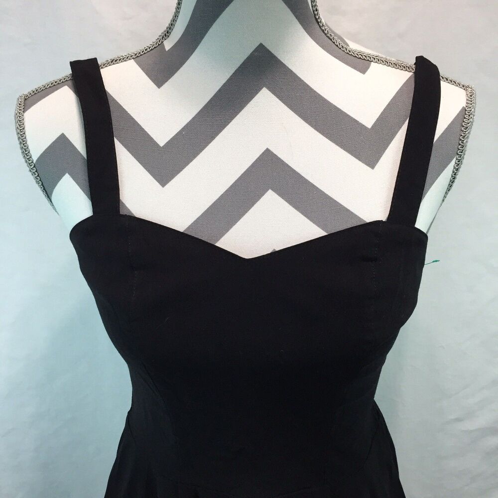 ASOS Womens Solid Black Sleeveless Flared Stretch Mini Party Cocktail Dress 2 O7